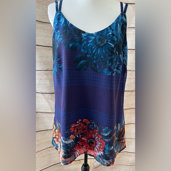 Womens CAbi Artist Med double strap long v neck tank blue teal purple orange red - Picture 2 of 5